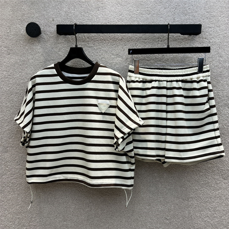 Pra*a triangle logo decorative striped suit replica d&g clothing