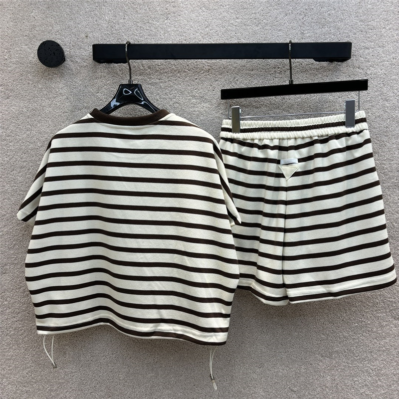 Pra*a triangle logo decorative striped suit replica d&g clothing