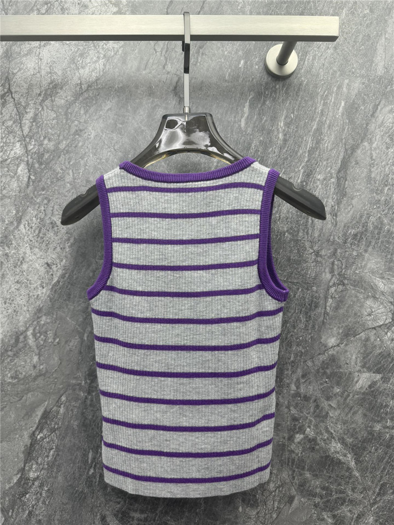 Pra*a striped knitted vest cheap replica designer clothes