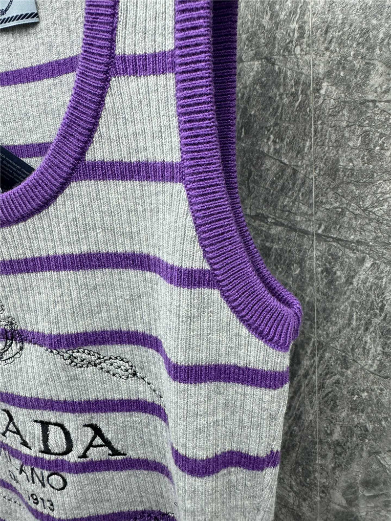 Pra*a striped knitted vest cheap replica designer clothes