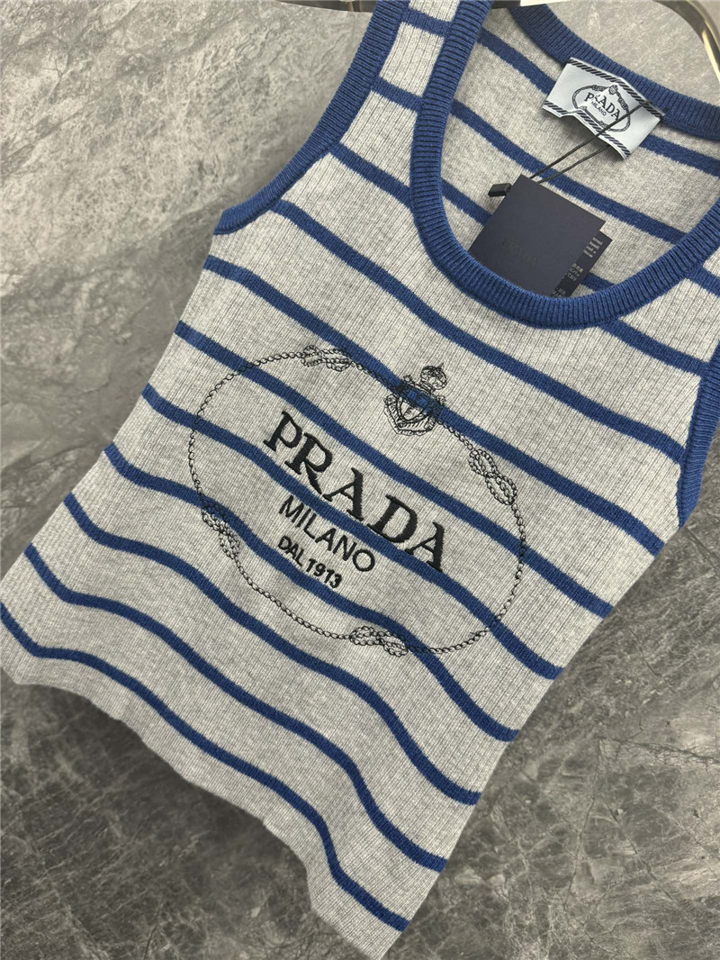 Pra*a striped knitted vest cheap replica designer clothes