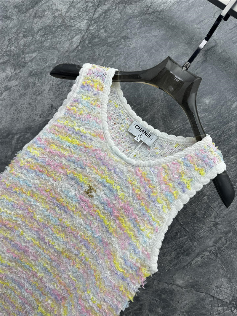 Ch**el striped knitted vest dress replica clothing sites