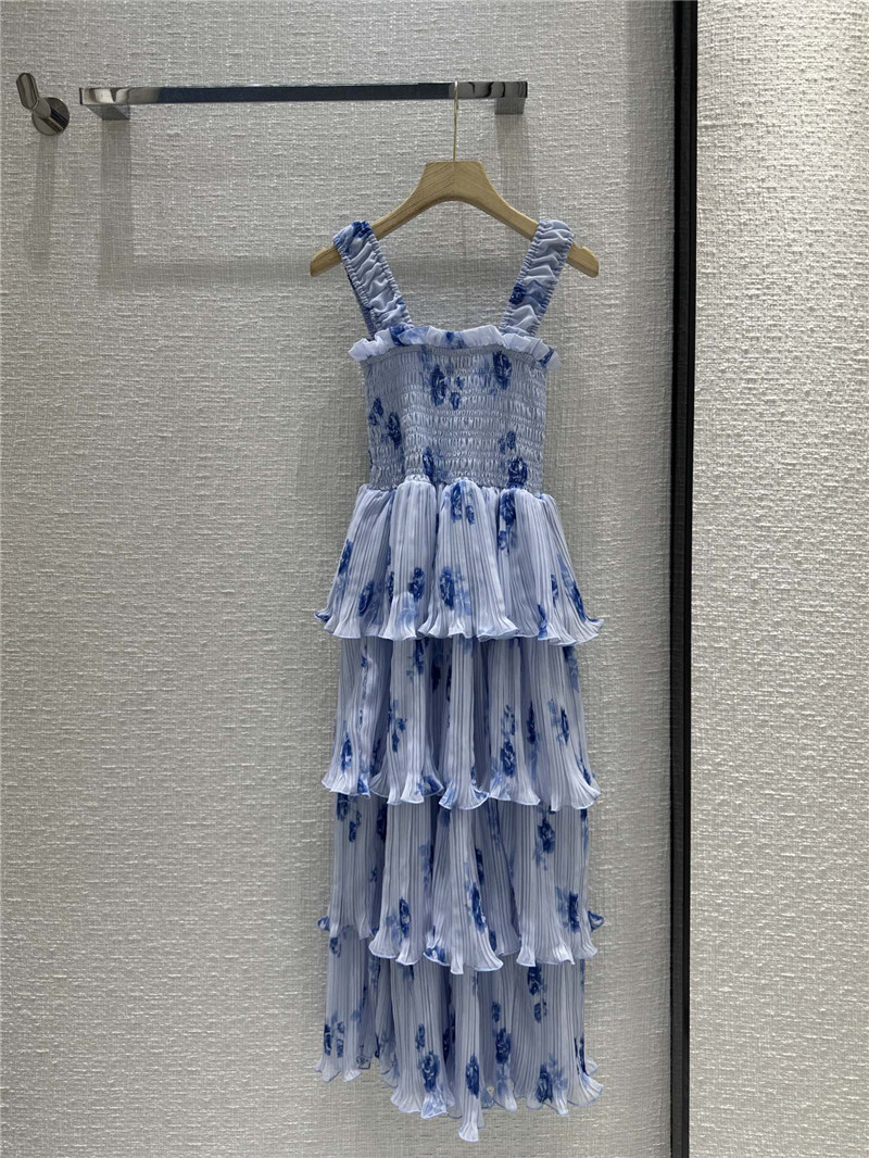 Ganni Floral Pleated Georgette Midi-Dress