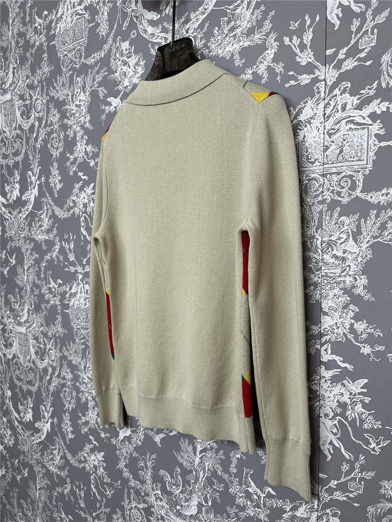 Pra*a argyle knit wool polo shirt