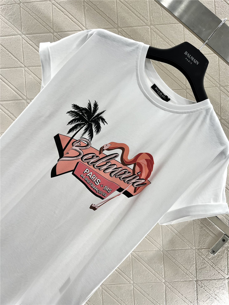 Balmain red-crowned crane print T-shirt replica designer clothes
