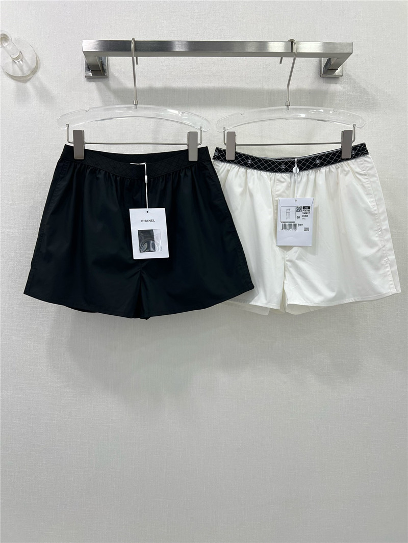 Ch**el double c ribbon waist white shorts replica clothing