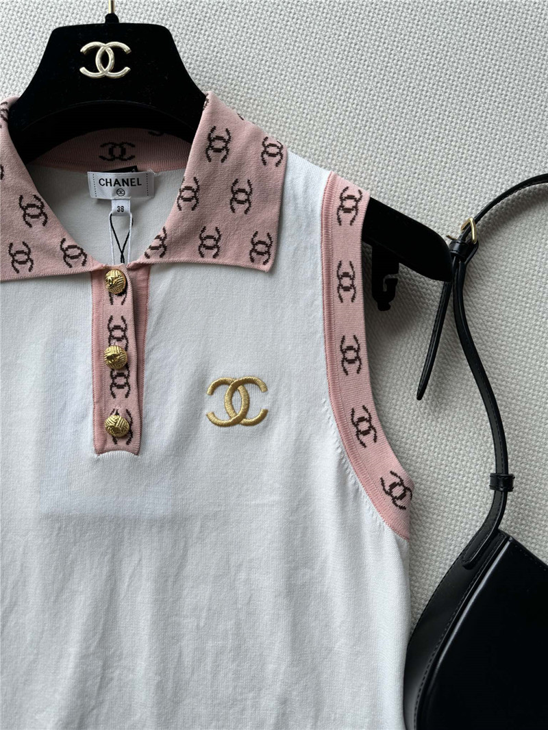 Ch**el contrast color lapel knitted vest replicas clothes