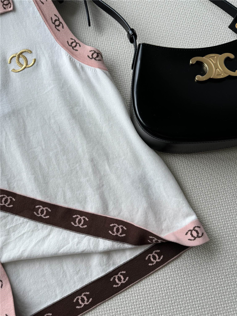 Ch**el contrast color lapel knitted vest replicas clothes