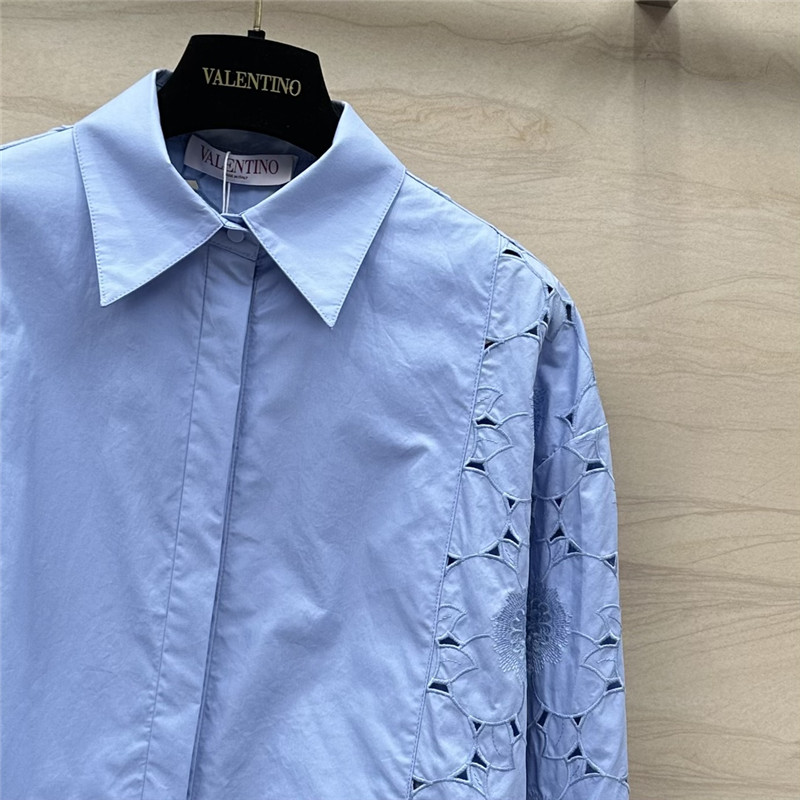 Va1e*ntin0 3d flower embroidery hollow shirt replica clothing