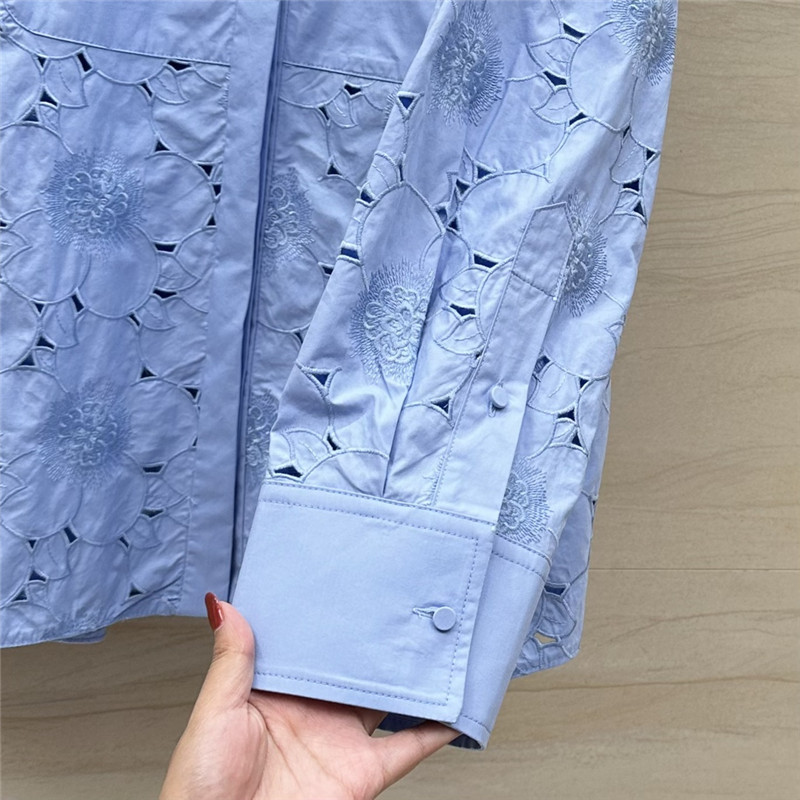 Va1e*ntin0 3d flower embroidery hollow shirt replica clothing