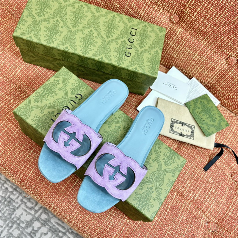Gucci Suede Interlocking G Sandals