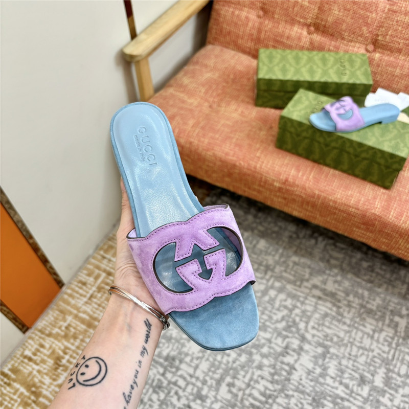 Gucci Suede Interlocking G Sandals