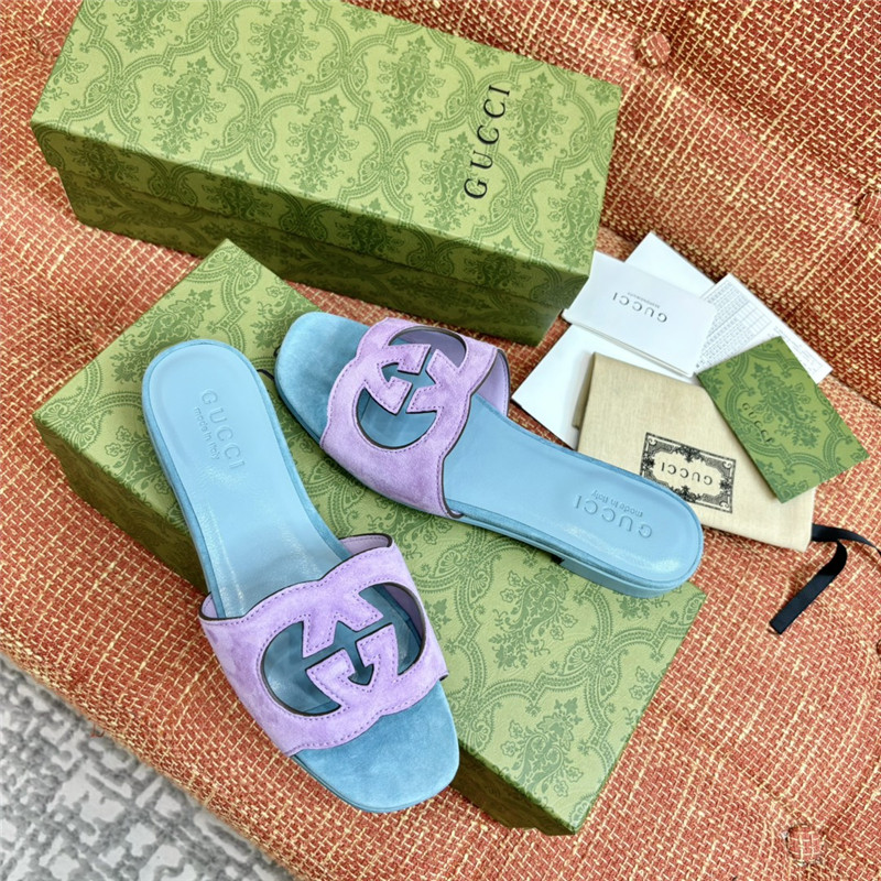 Gucci Suede Interlocking G Sandals