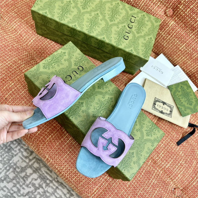 Gucci Suede Interlocking G Sandals