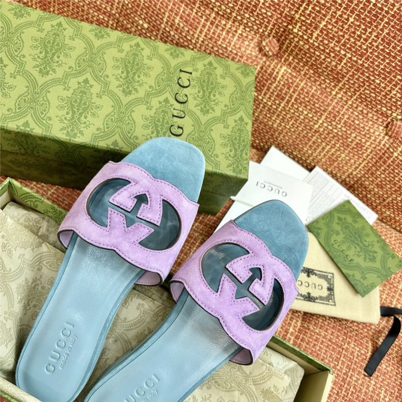 Gucci Suede Interlocking G Sandals