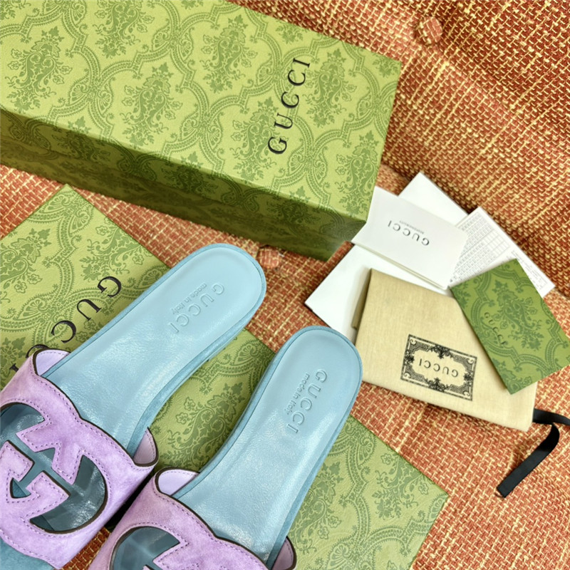 Gucci Suede Interlocking G Sandals