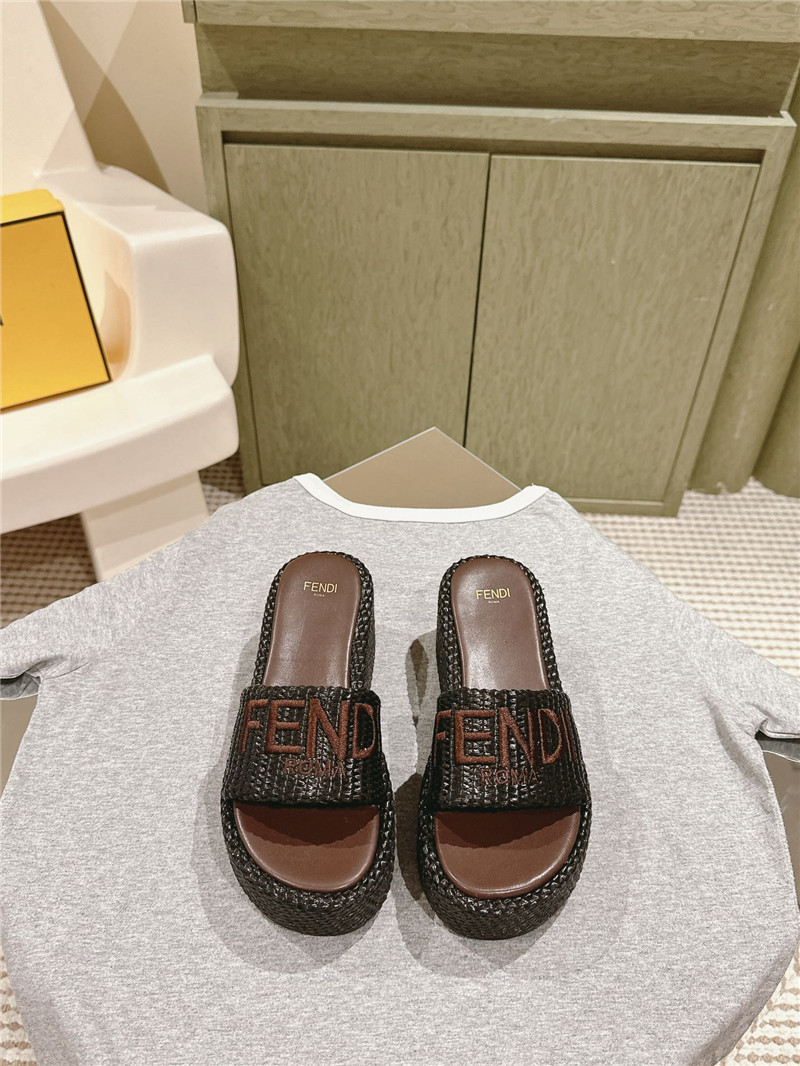 Fendi Sunshine Platform Slides Women Brown