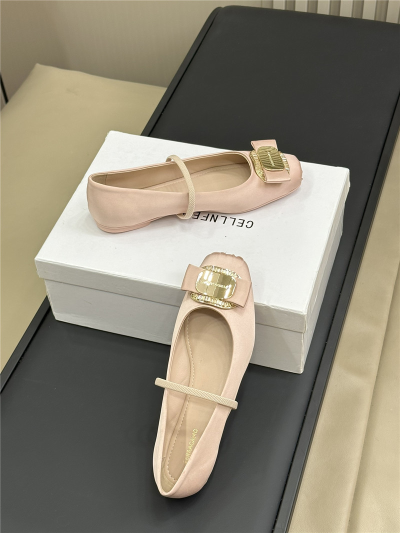 Ferragamo Beige Velvet Ballet Flats
