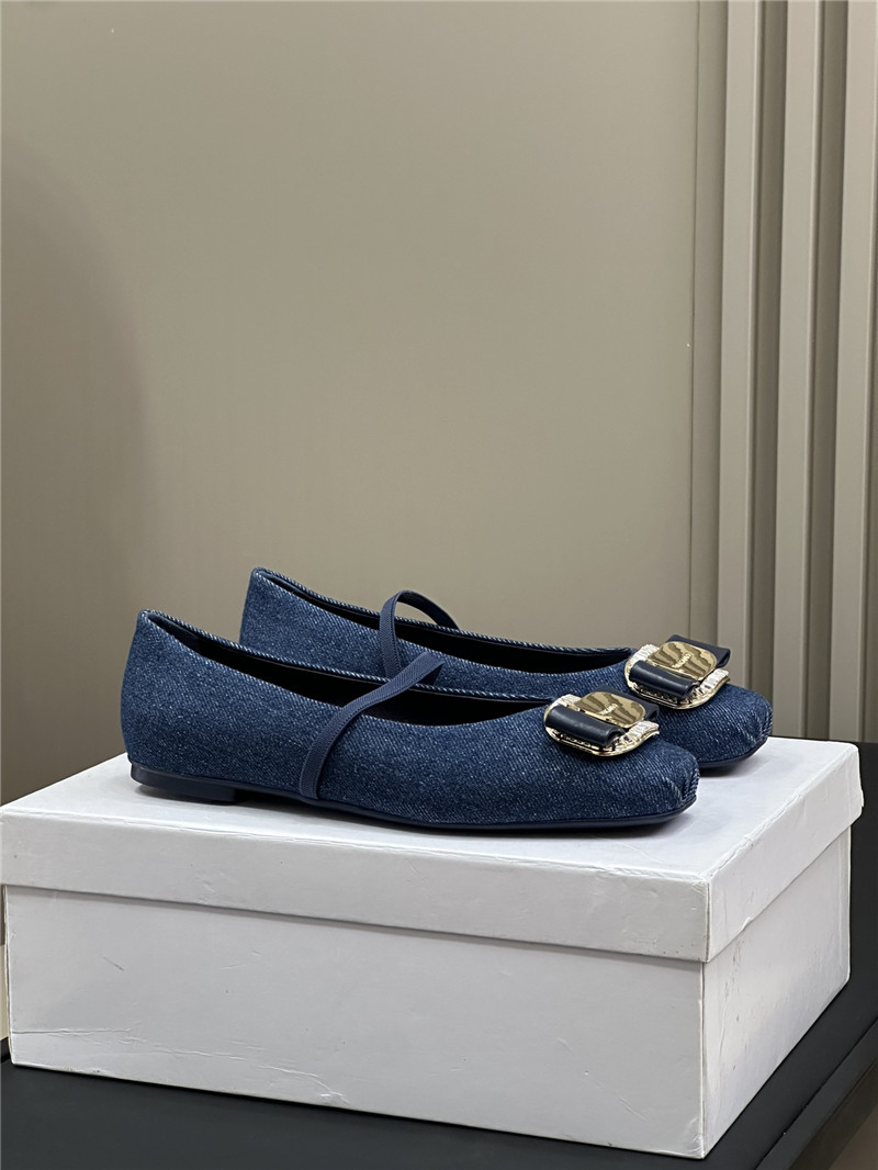 Ferragamo Denim Ballet Flats