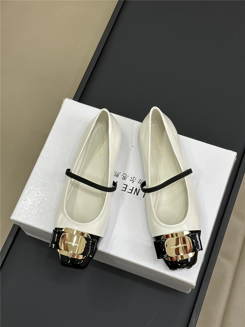 Ferragamo Calfskin Ballet Flats