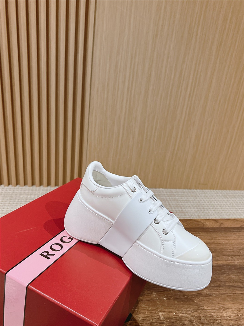 Roger Vivier Viv Skate Leather Sneakers in White