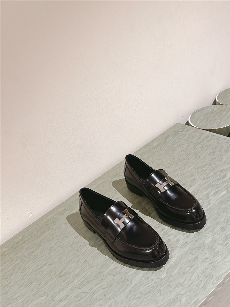 Hermes British style H buckle loafers replica designer shoes
