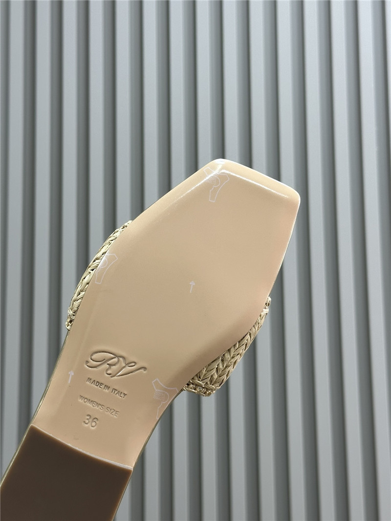 Roger Vivier Buckle-Detail Raffia Slides