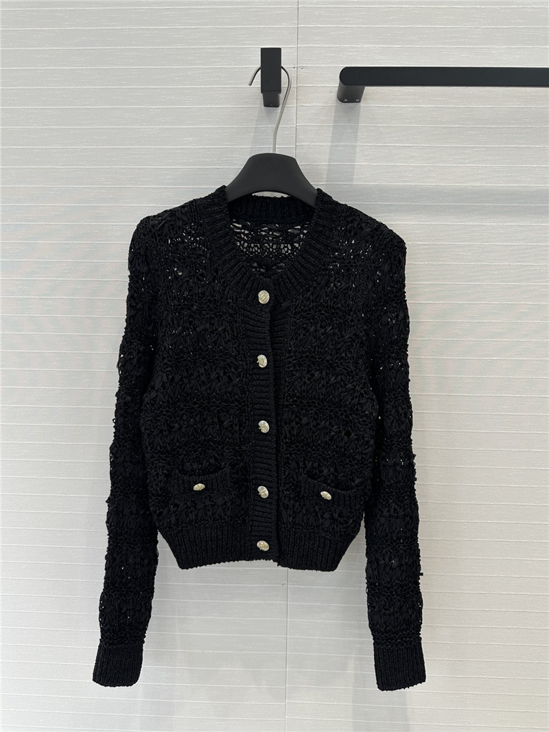 Ch**el woven crochet cardigan black
