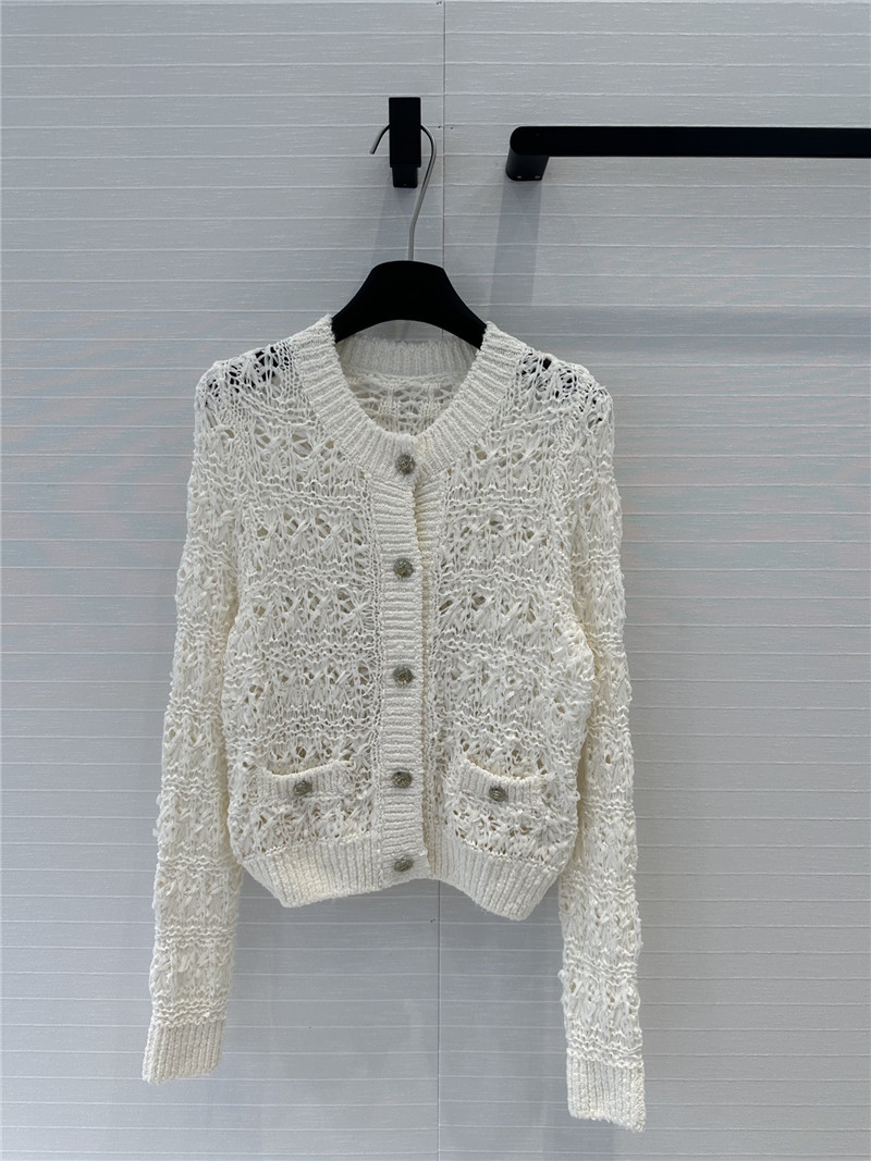 Ch**el woven crochet cardigan white