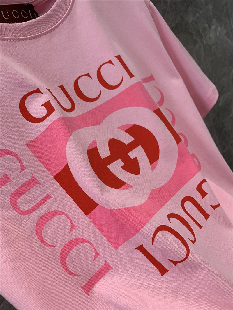 Gucci new logo print short sleeve t-shirt replica clothes