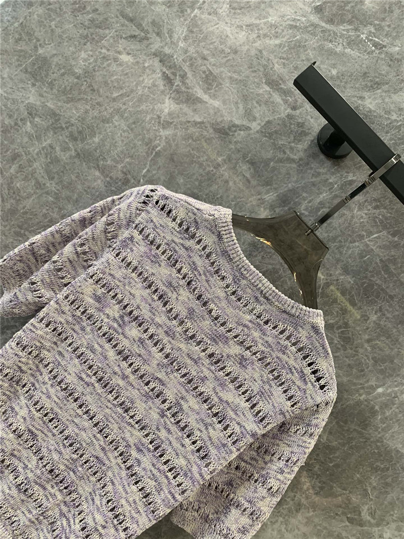 Ch**el all-match hollow short-sleeved knitted top replica clothes