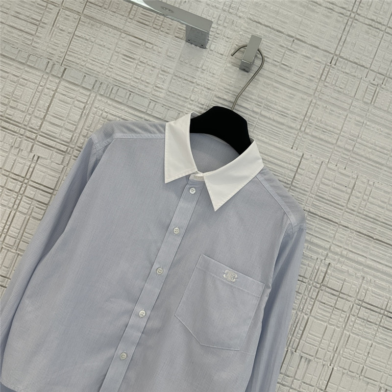 Ce1i*e yarn-dyed sky blue striped shirt replicas clothes