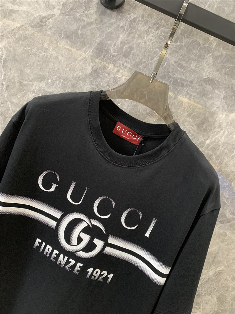 Gucci double G print round neck short sleeve T-shirt replica clothes
