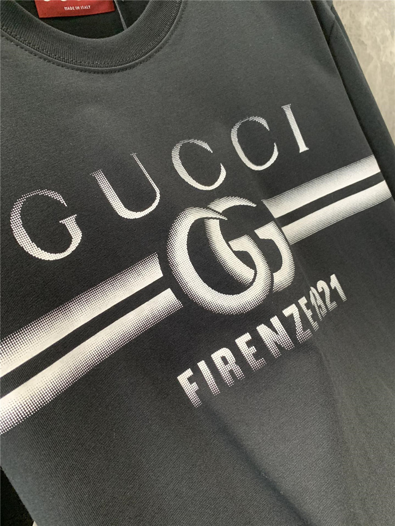 Gucci double G print round neck short sleeve T-shirt replica clothes