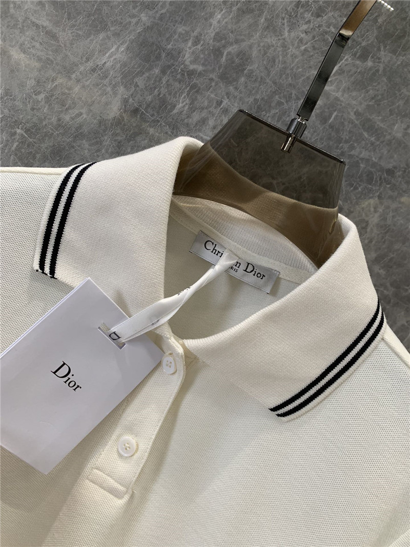 D10r ribbed contrast lapel short-sleeved polo top replica clothes