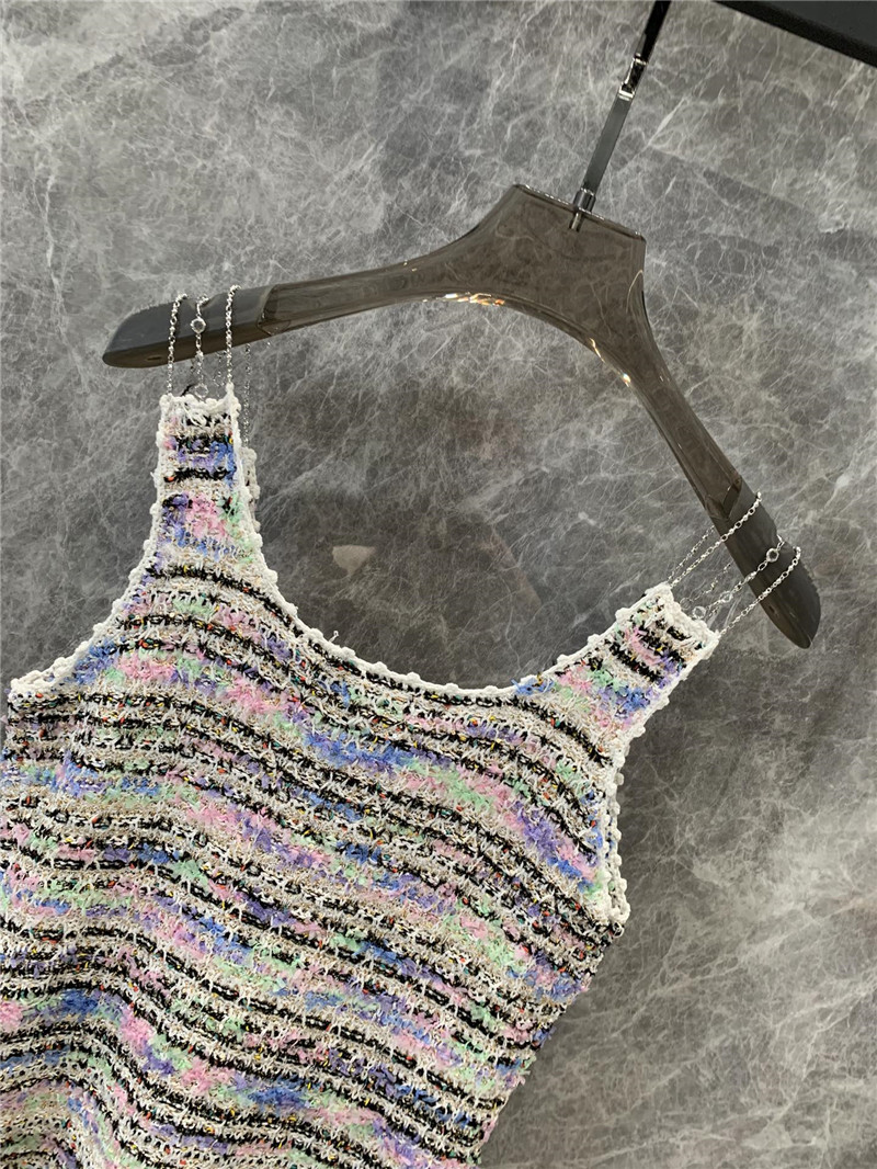 Ch**el colorful striped knitted vest dress replica clothes