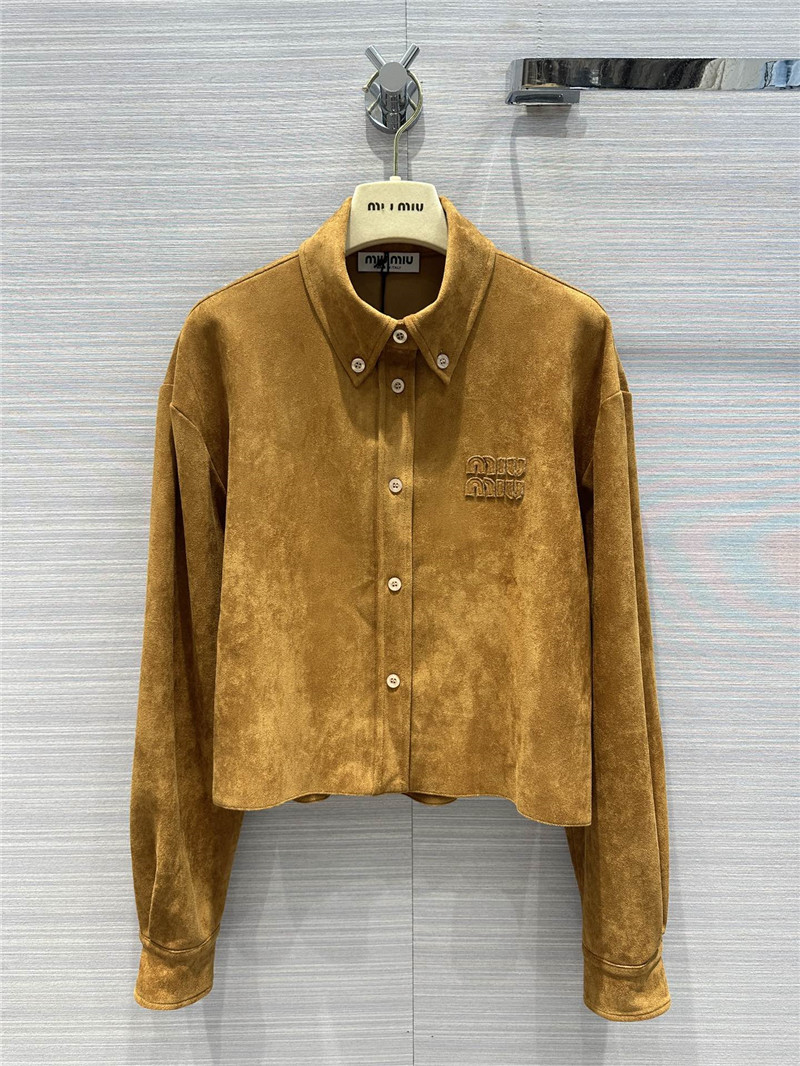 M1um1u retro golden brown suede shirt jacket replica clothes