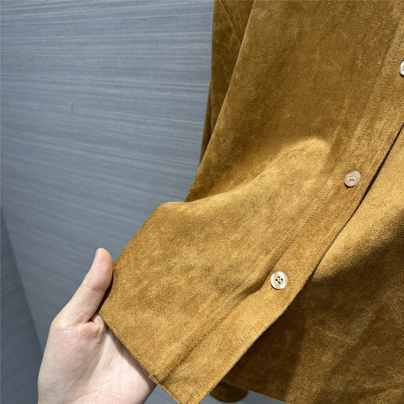 M1um1u retro golden brown suede shirt jacket replica clothes