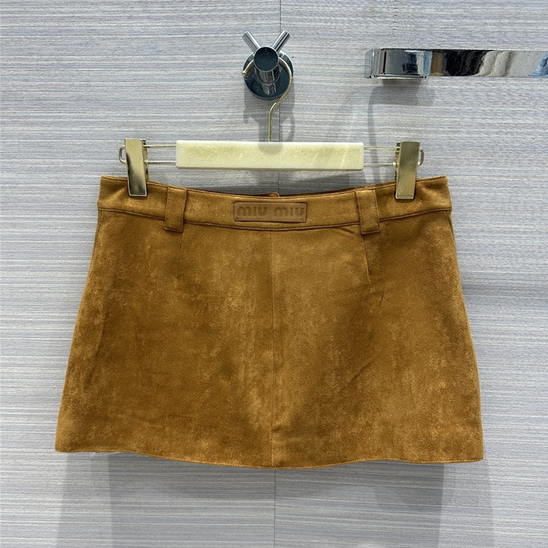 M1um1u retro golden brown suede mini skirt