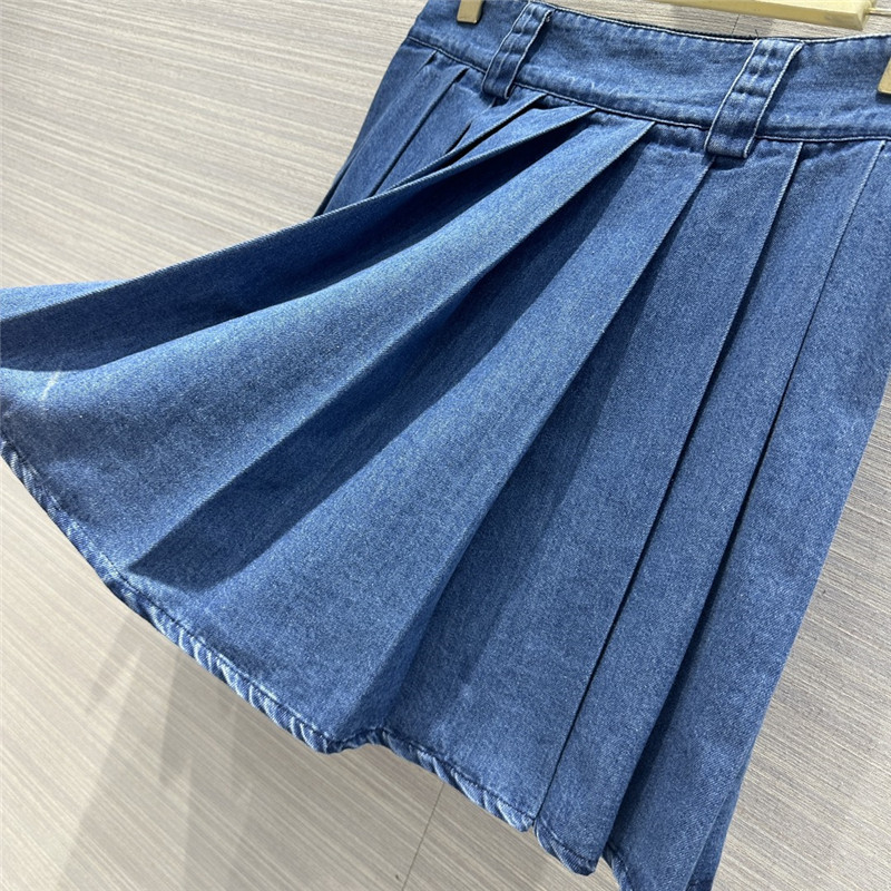 M1um1u denim low waist pleated short skirt replica d&g clothing