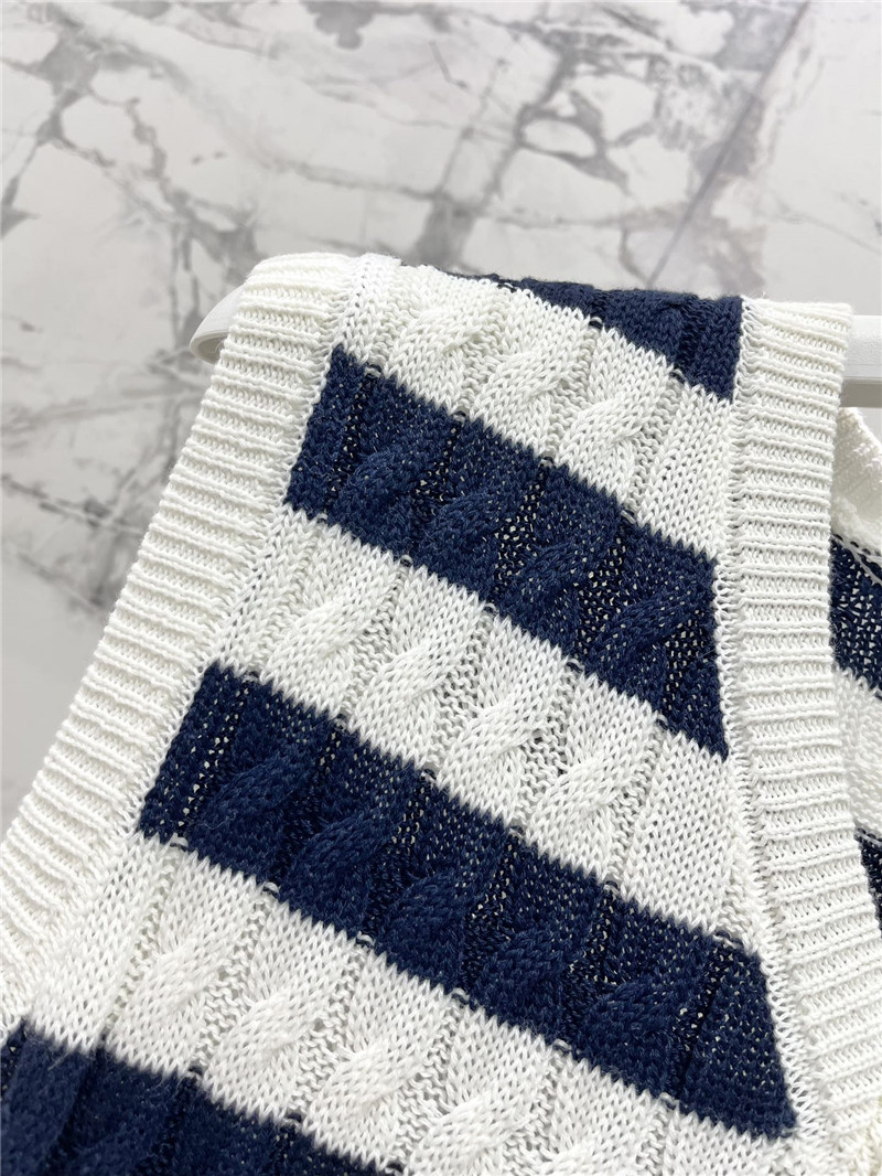 Moncler V-neck striped contrast knitted vest replica clothes