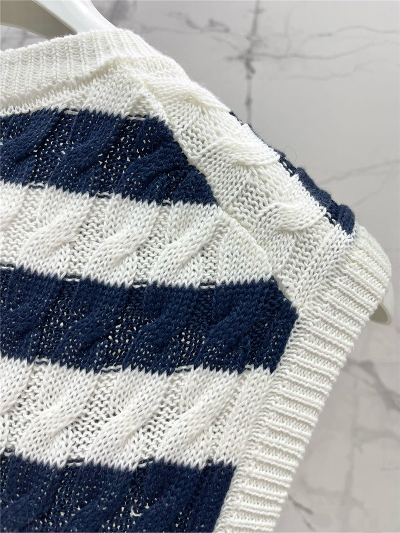 Moncler V-neck striped contrast knitted vest replica clothes