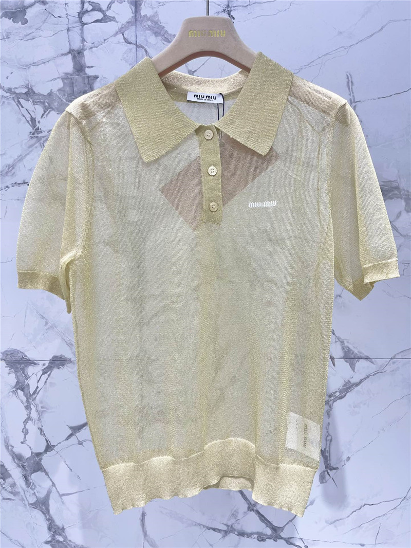 M1um1u polo see-through short sleeves replica clothing sites