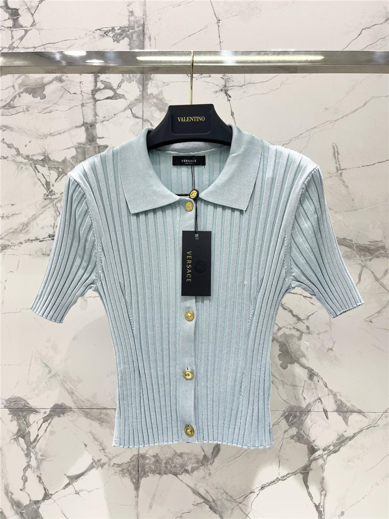 Versace new lapel short sleeve replica designer clothes