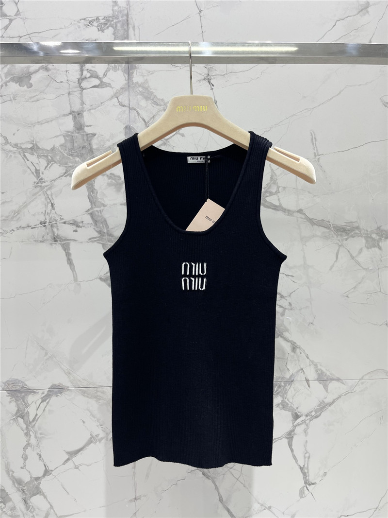 M1um1u letter jacquard design ribbed vest replica d&g clothing