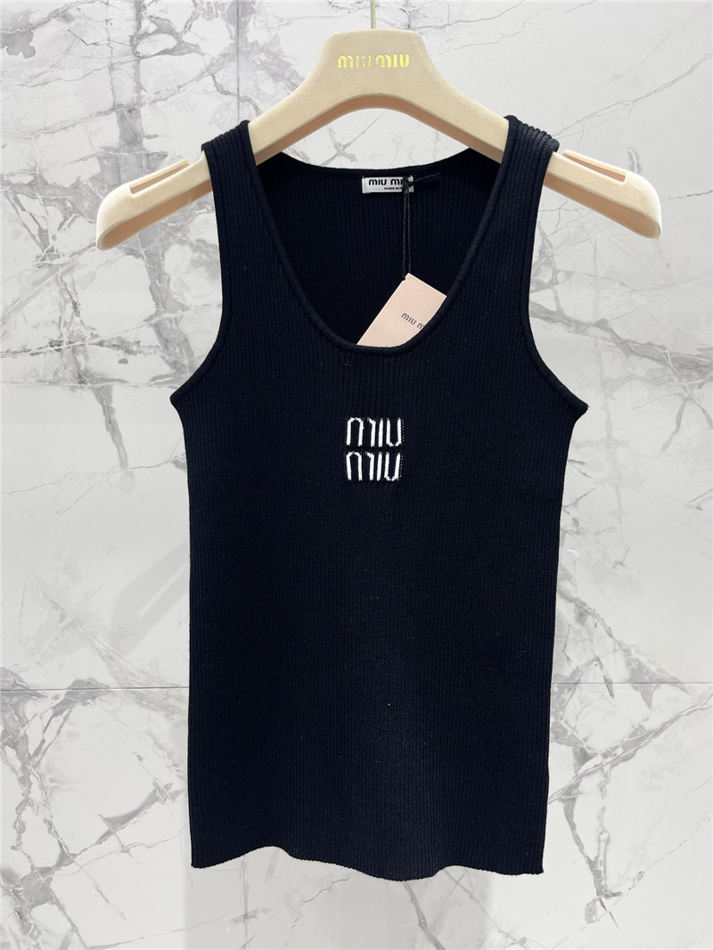 M1um1u letter jacquard design ribbed vest replica d&g clothing