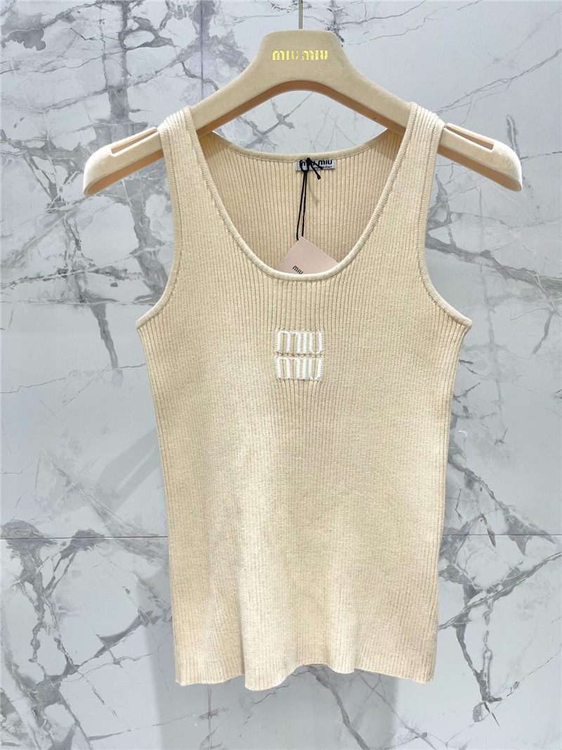 M1um1u letter jacquard design ribbed vest replica d&g clothing