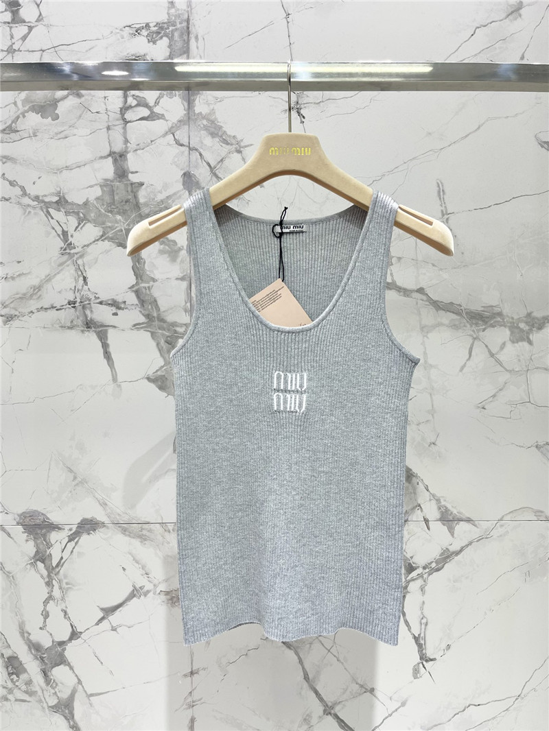 M1um1u letter jacquard design ribbed vest replica d&g clothing