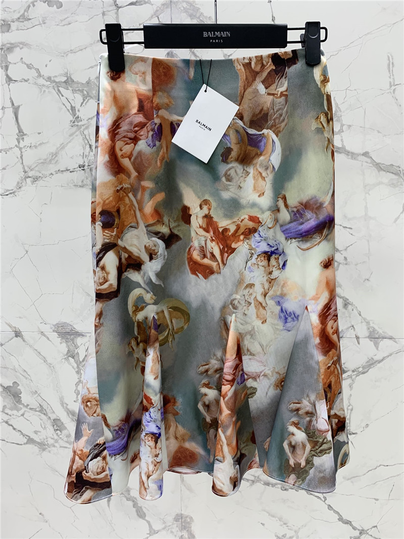 Balmain Oil Painting Collection Lace Skirt replica clothing sites