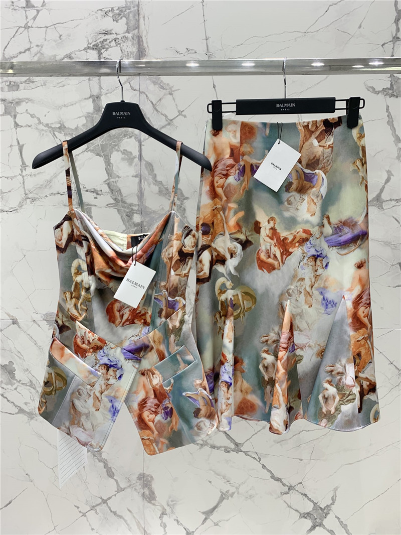 Balmain Oil Painting Collection Lace Skirt replica clothing sites